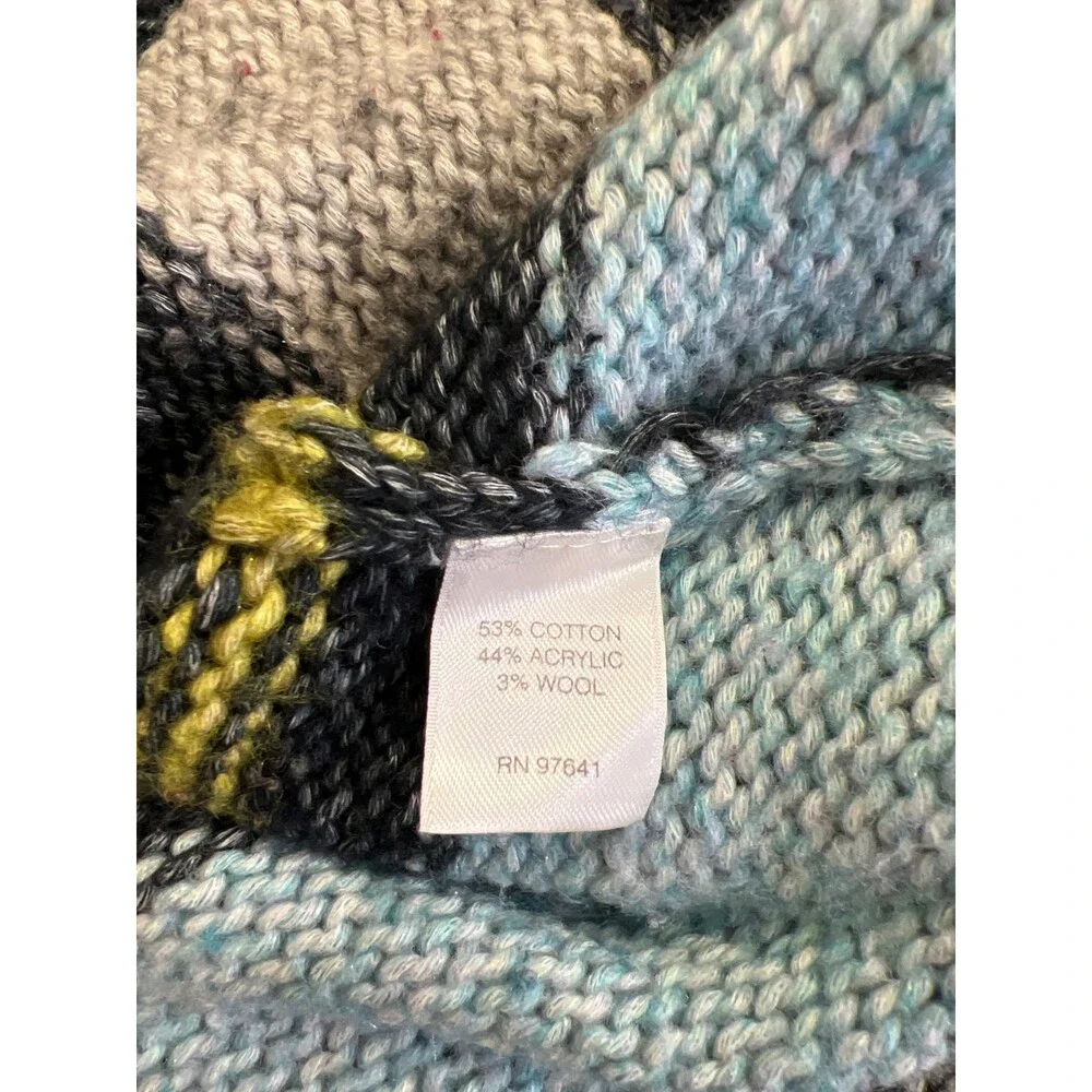 J.Jill Women’s Gray/Blue Striped Long Sleeve Pocket Cardigan Sweater - S Petite - Picture 4 of 4
